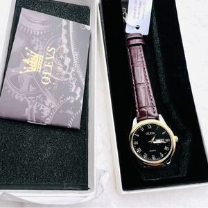 OLEVS Women's Black and Gold Quartz Watch NWT
